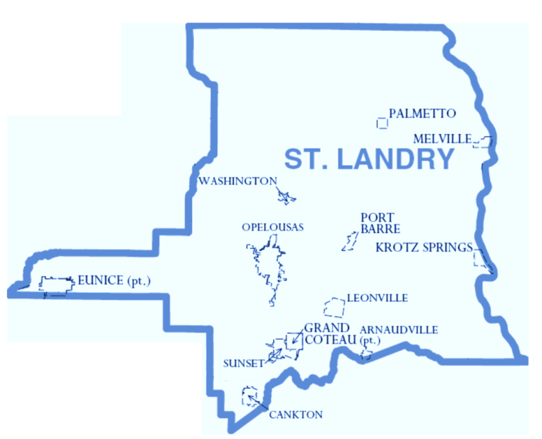 map of St Landry Parish